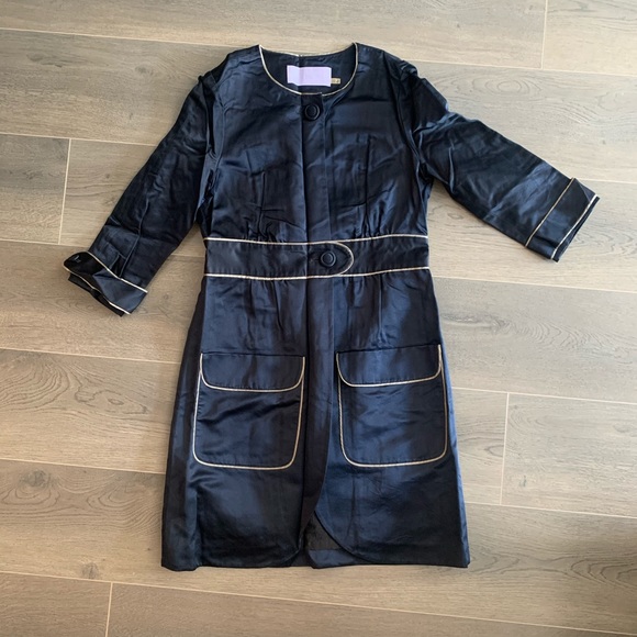 Vera Wang Lavendar Label Navy Silk Jacket (Sz 8) - Picture 1 of 6